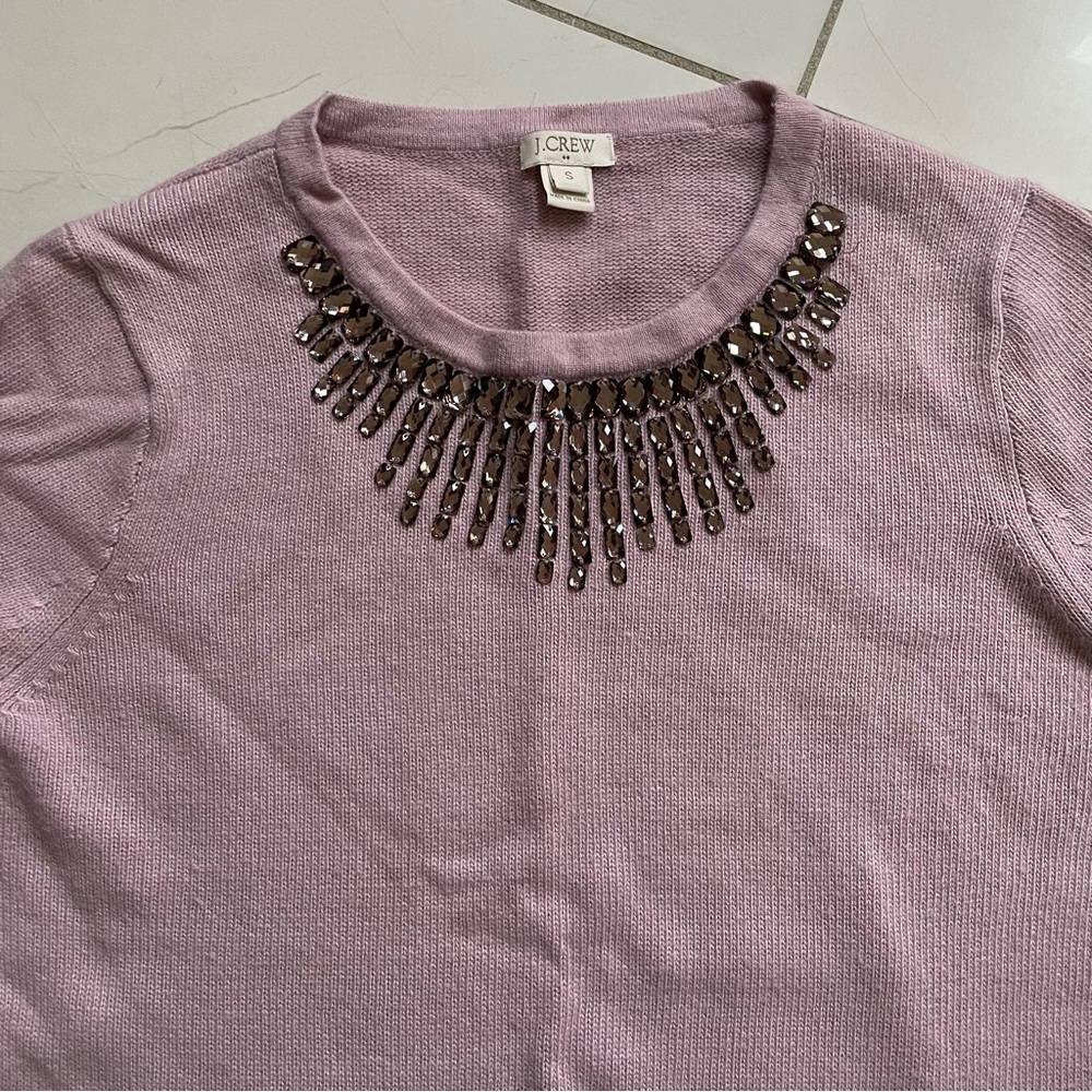 J.Crew Factory Lilac Sparkle Crewneck 3/4 Sleeved Sweater
